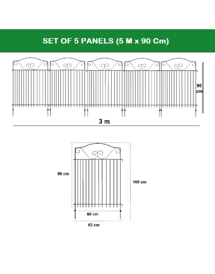 Steel Garden Fence 90 Cm Hight 3 Meter Set